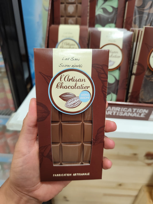 Tablette chocolat au lait sans sucres ajoutés