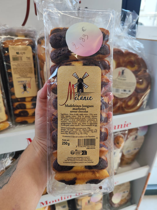 Madeleine longues marbrés chocolat