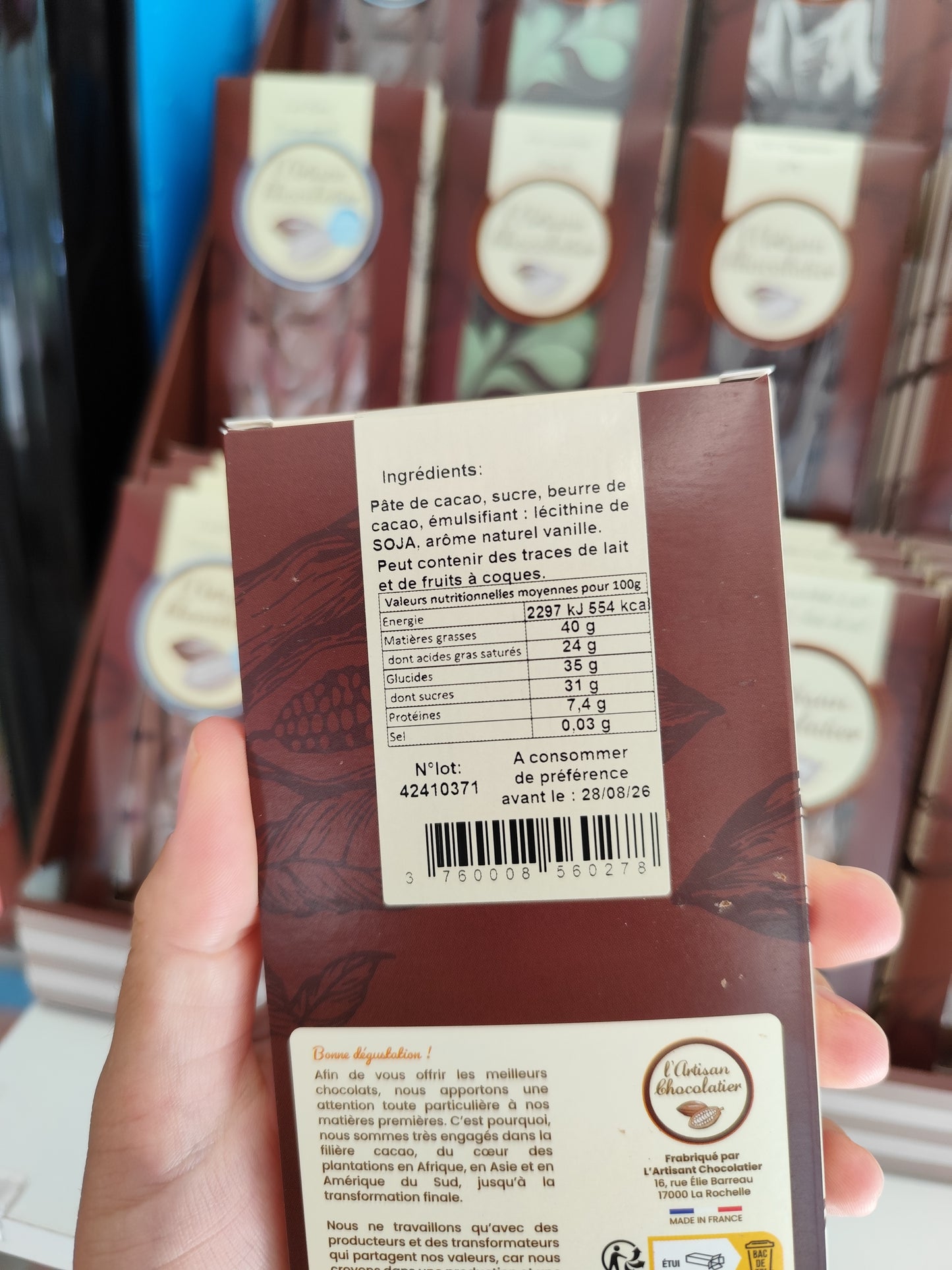 Tablette chocolat noir